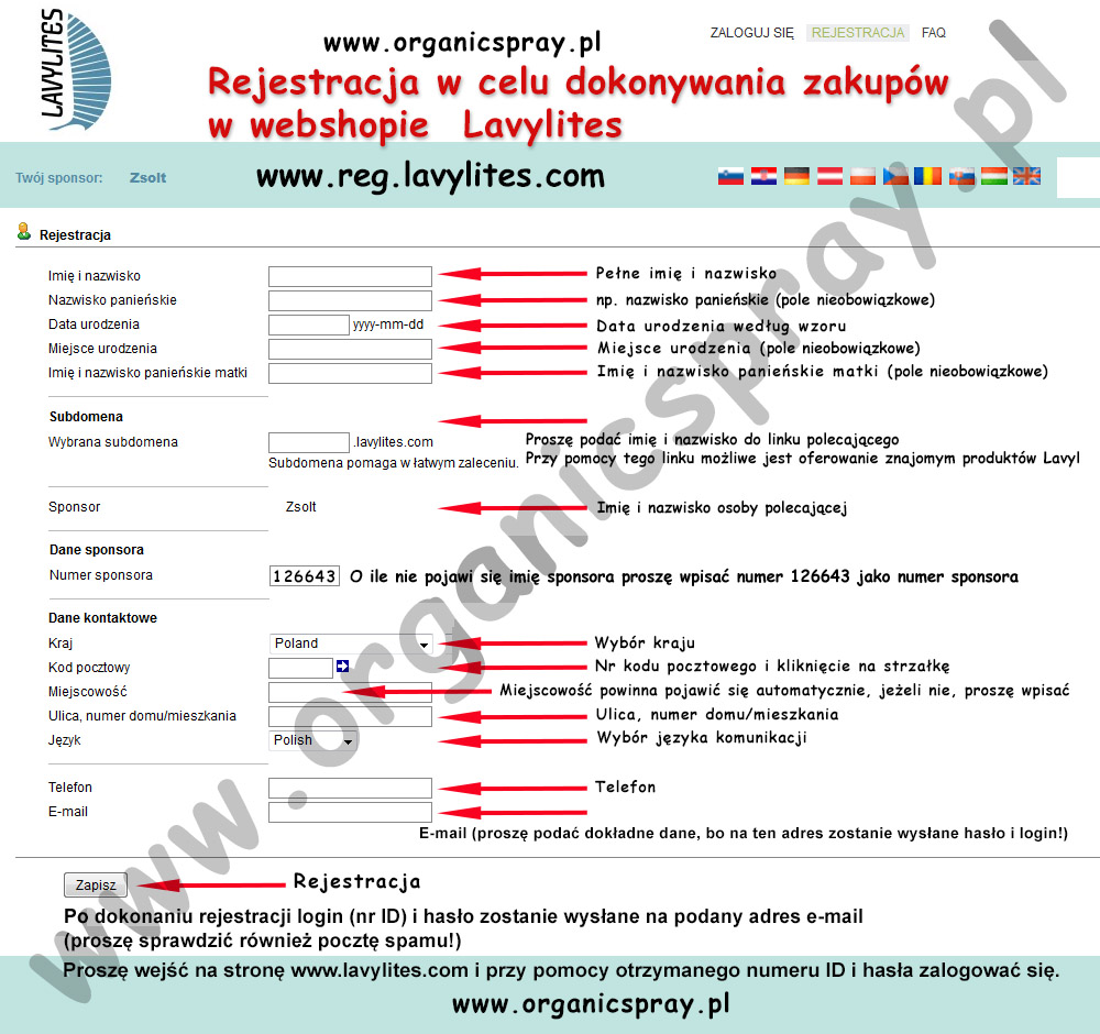 Rejestracja Lavylites webshop